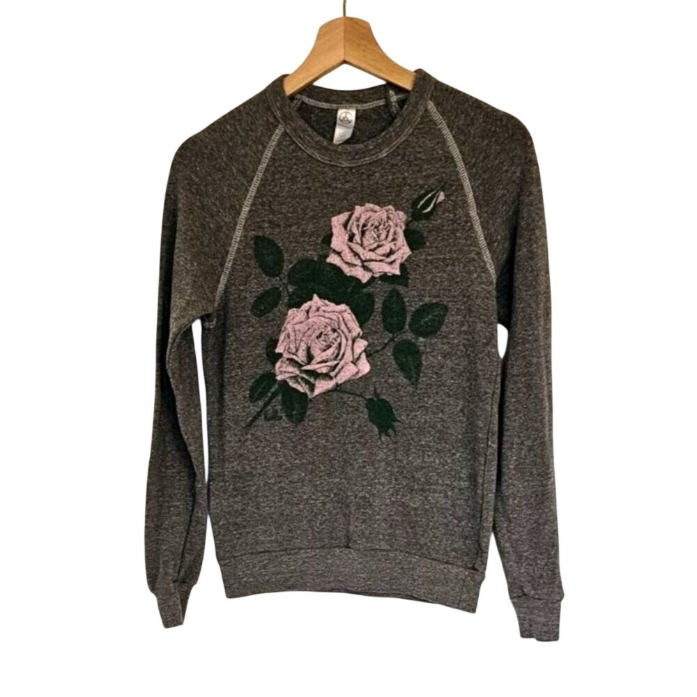 Alternative Earth‎ sweater women's XS gray floral graphic